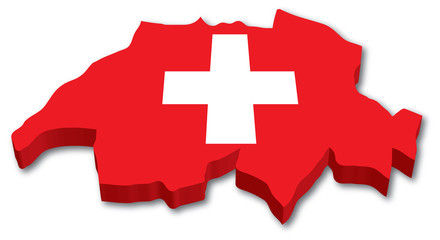 3D Swiss map with flag