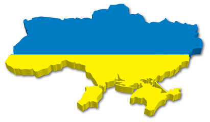 Obraz premium 3D Ukraine map with flag