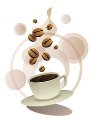 coffee cup with beans drawing