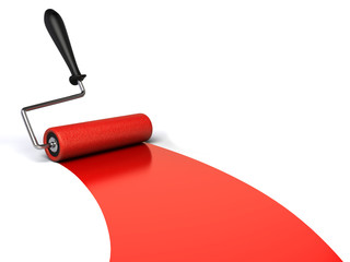 Paintroller and red paint