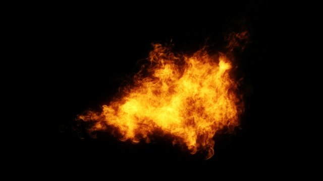 Flame thrower 3D rendering - rotating, with alpha