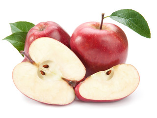 Naklejka na ściany i meble Dojrzałe owoce zbliżenie jabłko na białym tle