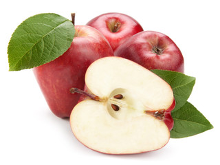 Ripe apple fruit closeup isolated on white background