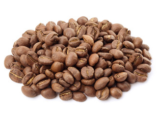 coffee beans isolated on white background. Studio macro