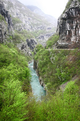 Mountain landscape with river in Montenegro