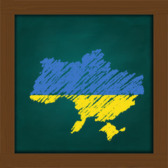 ukraine map  on high resolution green chalkboard