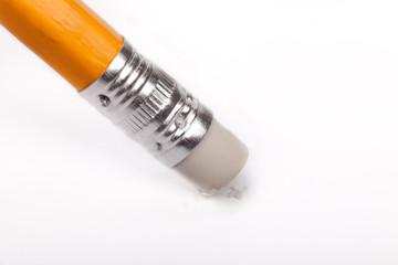 Eraser on a pen over white background