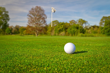 Golf ball on beautiful golf course