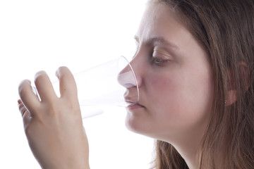 Woman's drinking water