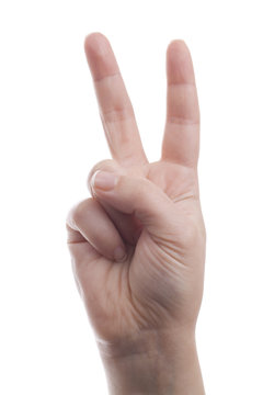 Hand show peace sign