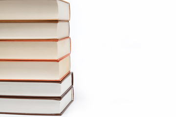 A stack of books on a white background.