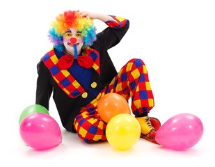 Clown with colorful balloons