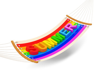 Colorful Hammock with word Summer on white background