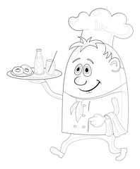 Cook with drinks, outline