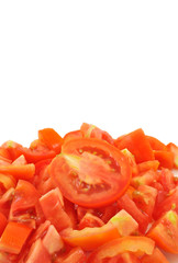 chopped anf half cut tomato pieces