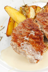 grilled steak with potatoes