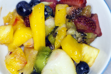 Closeup of Mixed Fruit Salad in Bowl
