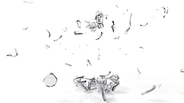 Breaking an empty bottle in 3D with a bullet.