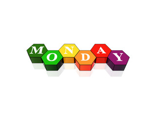 monday in 3d coloured hexagons