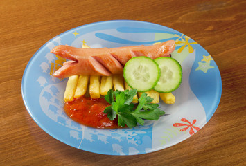 Sausages with vegetables