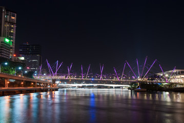 Brisbane City - Kurilpa Bridge At Night - Queensland - Australia