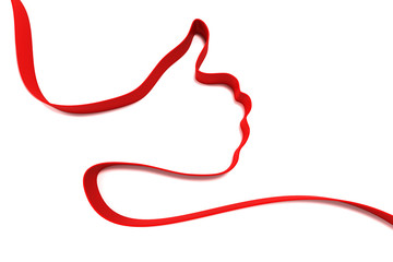 Thumb up hand from ribbons