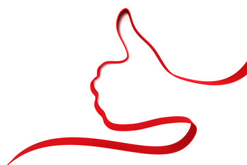 Thumb up hand from ribbons