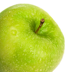 fresh green apple isolated on white close-up