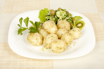 Early Potatoes cooked with salad