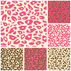 Pink Cheetah Print Seamless Pattern Set