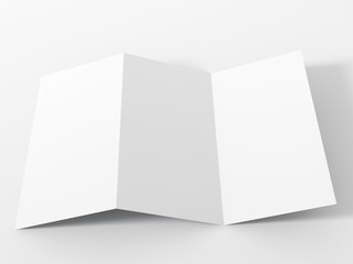Blank white folding paper flyer.