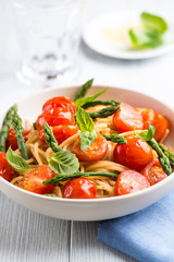 Spaghetti with Green Asparagus and Cherry Tomato