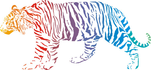 Tiger - vector abstract rainbow