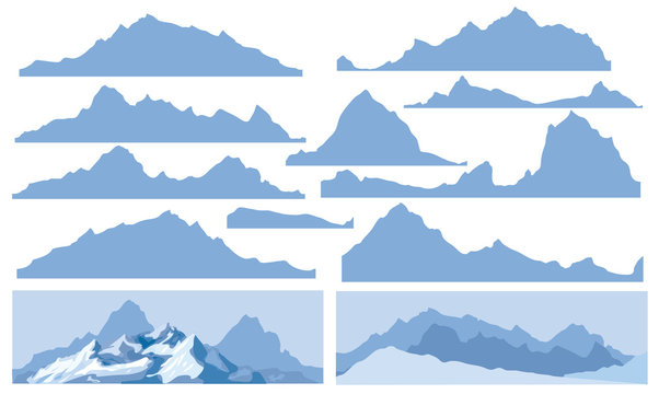 Silhouettes of mountain for design