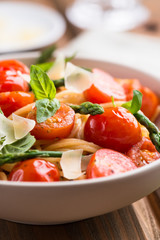 Spaghetti with Green Asparagus and Cherry Tomato