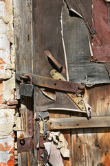 Old wooden door closed