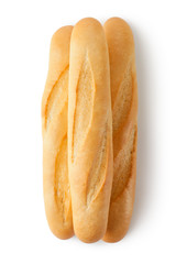 Three short baguettes. Top view