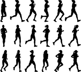 18 high quality female marathon runners silhouettes