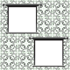 Grungy antique wallpaper background with empty frame