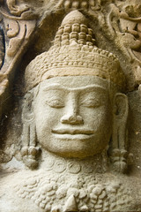 Fototapeta na wymiar Peaceful Dvarapala, Preah Khan Temple, Cambodia