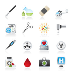 Medicine and hospital equipment icons