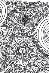 Cercles muraux Fleurs noir et blanc Fleurs abstraites dessinées à la main. illustration vectorielle.