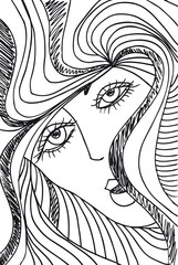 Abstract sketch of woman face. Vector illustration.