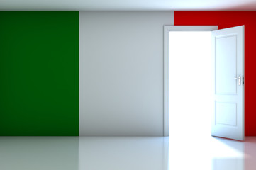 Italy flag on empty room
