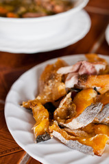 Fish fry on white dish