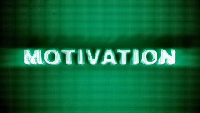 Text 3D animation of word motivation on pin board