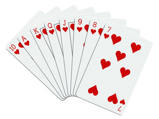 Huit cartes en cœur pour jouer à la manille