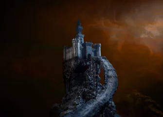 Zelfklevend Fotobehang Draken kasteel