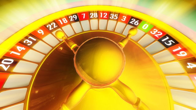 3D animation of casino roulette. Loopable with rays