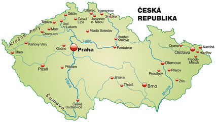 Inselkarte von Tschechien mit Hauptstädten